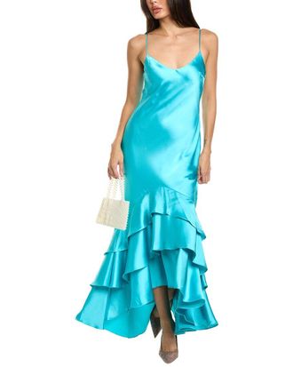 Monique Lhuillier Lenora Satin Midi Dress