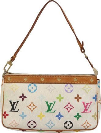 Louis Vuitton Pochette Accessoire White Canvas Clutch Bag (Pre-Owned)