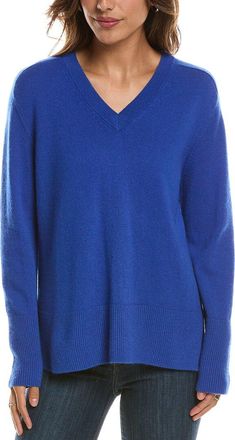 Fort&eacute; Cashmere Hi Low Easy V-Neck 100% Cashmere Sweater