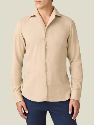 Luca Faloni Sand Cashmere-Cotton Classic Shirt