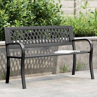 vidaXL Panca da Giardino Nera 120 cm Acciaio vidaXL