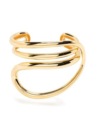 Charlotte Chesnais layered-design asymmetric bangle - women - 14k Gold Plated Brass - M