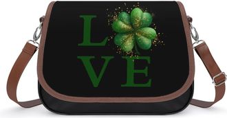 Generic Stpatricks Day Lucky Love Shamrock Crossbody Bags for Women Leather Tote Bag Travel Purse Shoulder Bag for Work Shopping