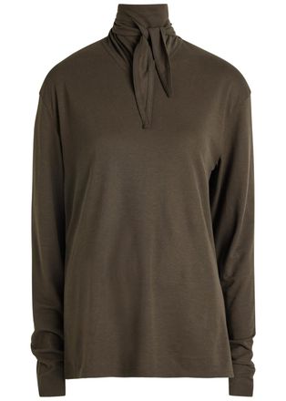 Christophe Lemaire Tie-embellished Cotton top - Dark Brown - S (UK8-10 / S)
