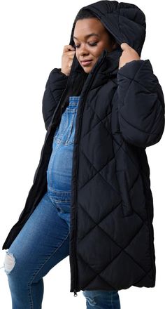 Ingrid & Isabel Maternity Longline Puffer in Black Onyx at Nordstrom, Size X-Small