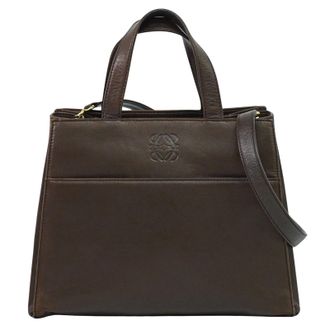 Loewe Vintage Anagram Leather Brown Leather Handbag (Pre-Owned)