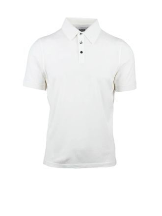 Alpha Studio White Cotton Elastane Stretch Polo