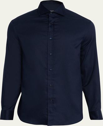 Brunello Cucinelli Mens Cotton Tonal Placket Sport Shirt