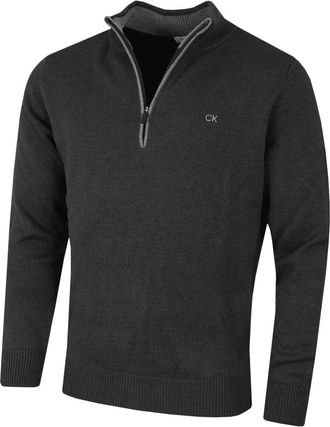 Calvin Klein Mens Chunky Cotton 1/2 Zip Sweater - Charcoal - XXXXL