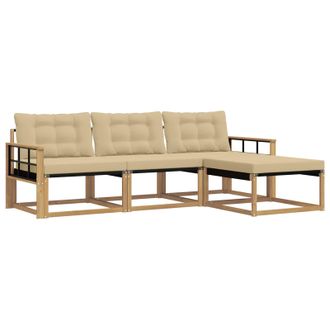vidaXL Conjunto De Sof&aacute;s De Exterior Con Coj&iacute;n 4 Pcs Y Beige Vidaxl