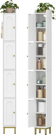 OEM Mobile Da Bagno Alto, Armadio A Colonna Da Bagno Salvaspazio, 4 Ripiani Regolabili E 4 Ante, Con Piedini Regolabili, Per Bagnos, Soggiorno, Camera Da 