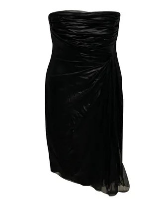 Mario Valentino Valentino Ruched Strapless Mini Dress in Black Silk