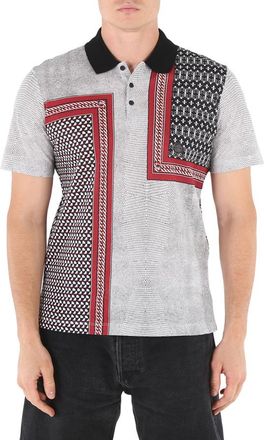 Roberto Cavalli Mens Carmine / Black Chain Foulard Print Polo Shirt, Size Small