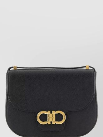 Ferragamo gancini calfskin leather clutch bag