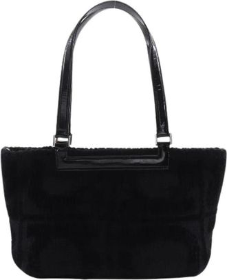 Ferragamo Pre-owned Gancini patent wool tote bag - Dames - Vintage Schoudertas - Zwart - ONE Size - Wol - Vintage