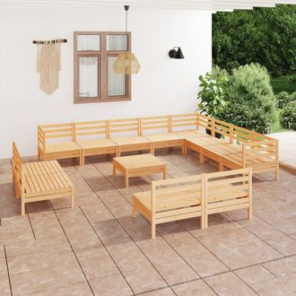 vidaXL Juego De Muebles De Jard&iacute;n 13 Piezas Madera Maciza De Pino Vidaxl