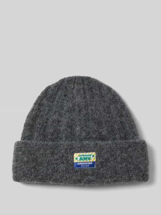 American Vintage American Vintage Strickm&uuml;tze mit Label-Patch Modell VITOW in Dunkelgrau Melange, Gr&ouml;&szlig;e 1