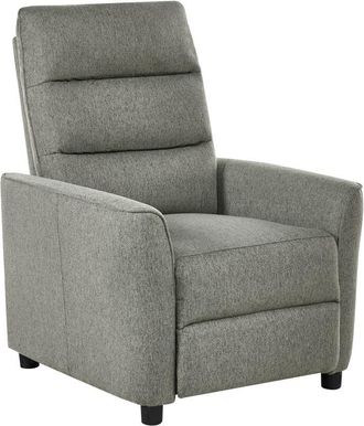 Beliani Recliner Chair Light Green Fabric Upholstery Push-Back Manually Adjustable Back and Footrest Retro Design Armchair SANDE