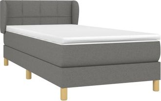 vidaXL Cama Box Spring Con Colch&oacute;n Tela Gris Oscuro 80x200 Cm Vidaxl