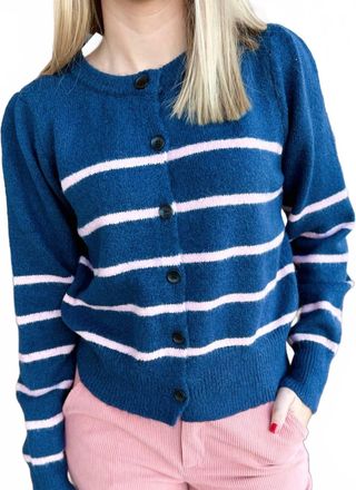 Compa&ntilde;&iacute;afant&aacute;stica Womens Striped Cardigan In Navy Blue