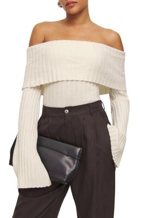 Reformation Lana Foldover Off the Shoulder Recycled Cashmere & Wool Blend Sweater in Gossamer at Nordstrom, Size X-Small
