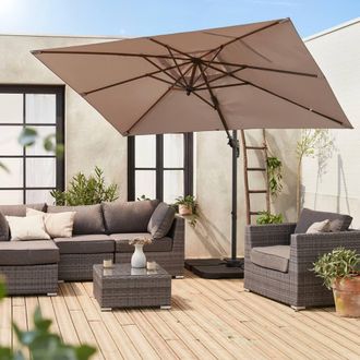 Sweeek Rectangular Cantilever Parasol 2x3m in Brown