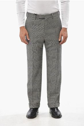 Gucci Prince of Wales Wool Pants with Cuffed Hem size 46