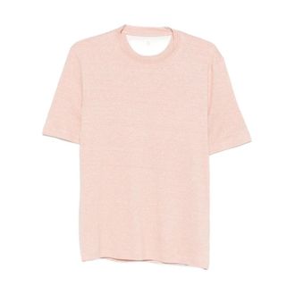Brunello Cucinelli Brunello Cucinelli, T-Shirts, male, Pink, Size: 3XL Heathered Crewneck T-Shirt