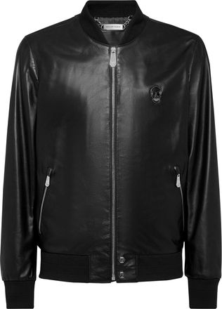 Philipp Plein Leather Bomber Skull