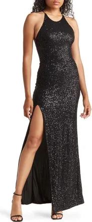 By Design Bernadette Sequin Open Back Dress in Black at Nordstrom Rack, Size X-Small