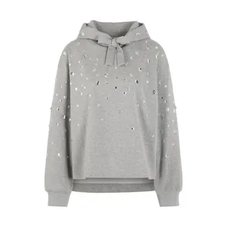 Marc Cain Hoodie met strass - Dames - Sweatshirts & Hoodies - Grijs - Maat: 3XL Katoen