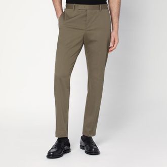 Pantaloni Torino Slim-fit military green trousers in cotton