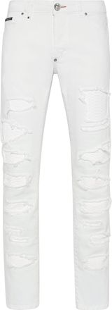 Philipp Plein Denim Trousers Super Straight Cut With Python Inserts