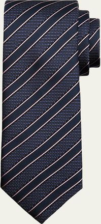 Brioni Mens Diagonal Stripe Jacquard Silk Tie