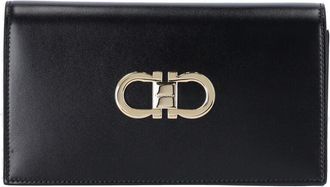 Ferragamo Black Mini Gancini Brushed Leather Bag