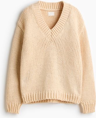 H&M Pullover mit V-Ausschnitt - Beige