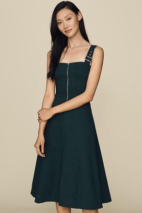 Maeve Hardware A-Line Zip-Front Midi Dress