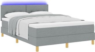 vidaXL vidaXL Box Spring Bed with Mattress & LED Light Grey 140x200 cm Fabric