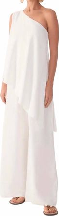 Dress To One-Shoulder Overlay Jumpsuit In Off White