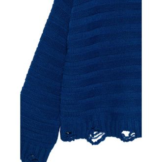 Maison Margiela Distressed Ribbed Knit Sweater - Blue