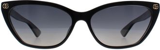 Gucci Cat Eye Womens Shiny Black Grey Gradient Polarized GG1815S - One Size