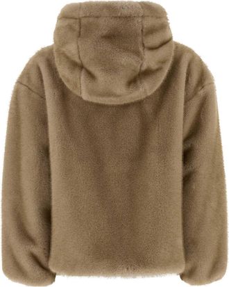 Herno Womens Beige Eco Fur Chantilly Pellicce Coat