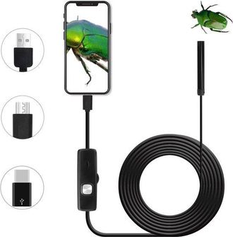 OEM Endoscopio, C&aacute;mara Inspecci&oacute;n Endosc&oacute;pica 3 1 Micro C Smartphones, Tablets Port&aacute;tiles Android, C&aacute;mara Hd Resistente 8 Color Negro, Alcance 5 M