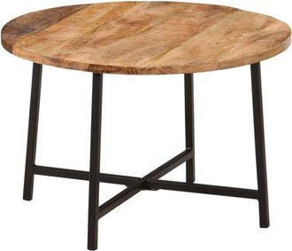 vidaXL Mesa De Centro Hierro Y Madera Maciza De Mango 54x54x35 Cm Vidaxl