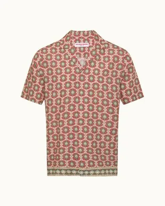 Orlebar Brown Maitan Relaxed Fit Passetto Print Shirt in Vermillion at Nordstrom, Size Xxx-Large S