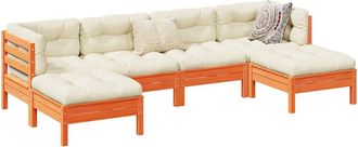 vidaXL Vidaxl - Set De Sof&aacute;s Jard&iacute;n 6 Pzas Con Cojines Madera Pino Marr&oacute;n Cera