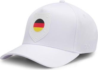 BOSS Poulin Lux Flag Patch Adjustable Baseball Cap in Germany White at Nordstrom