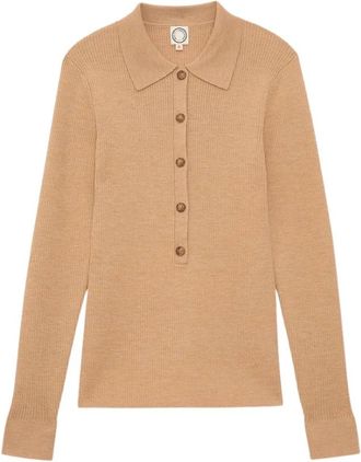 Ines De La Fressange Thomson Polo Shirt - Dames - Ronde hals truien - Beige - S - Wol - Truien & Vesten