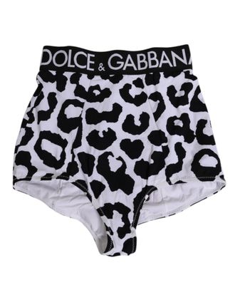Dolce & Gabbana White Leopard Nylon High Waist Girdle Womens Underwear
