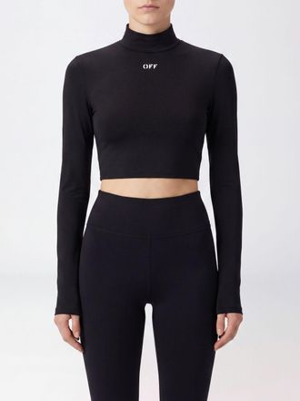 Off-white Cropped Slim-Fit Turtleneck Top in Stretch Technical Fabric
